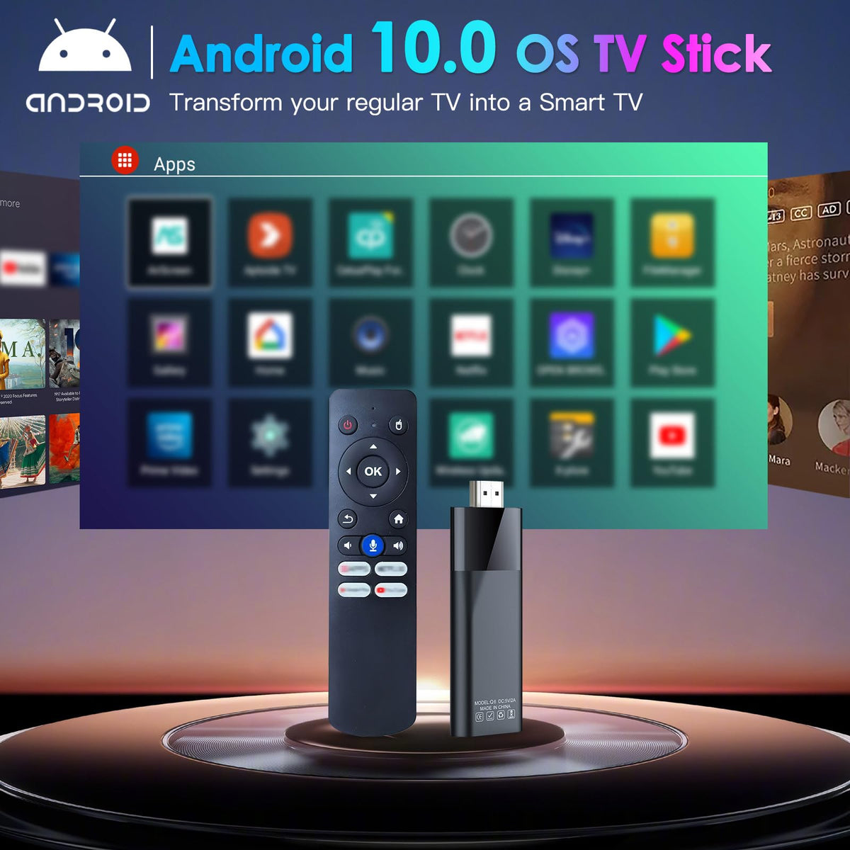 Android TV Stick 4K 2GB RAM 16GB ROM H313 CPU Wi-Fi Bluetooth 5.0 HDR10 Voice Remote Control L599