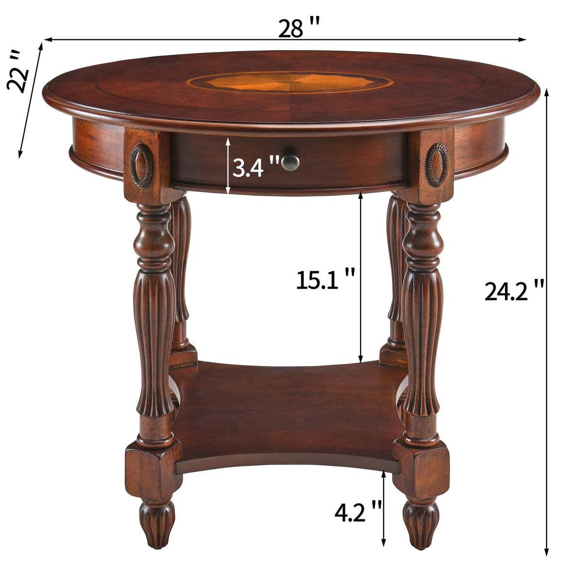 2-Tier Cherry Wood End Table with Drawer Y64815