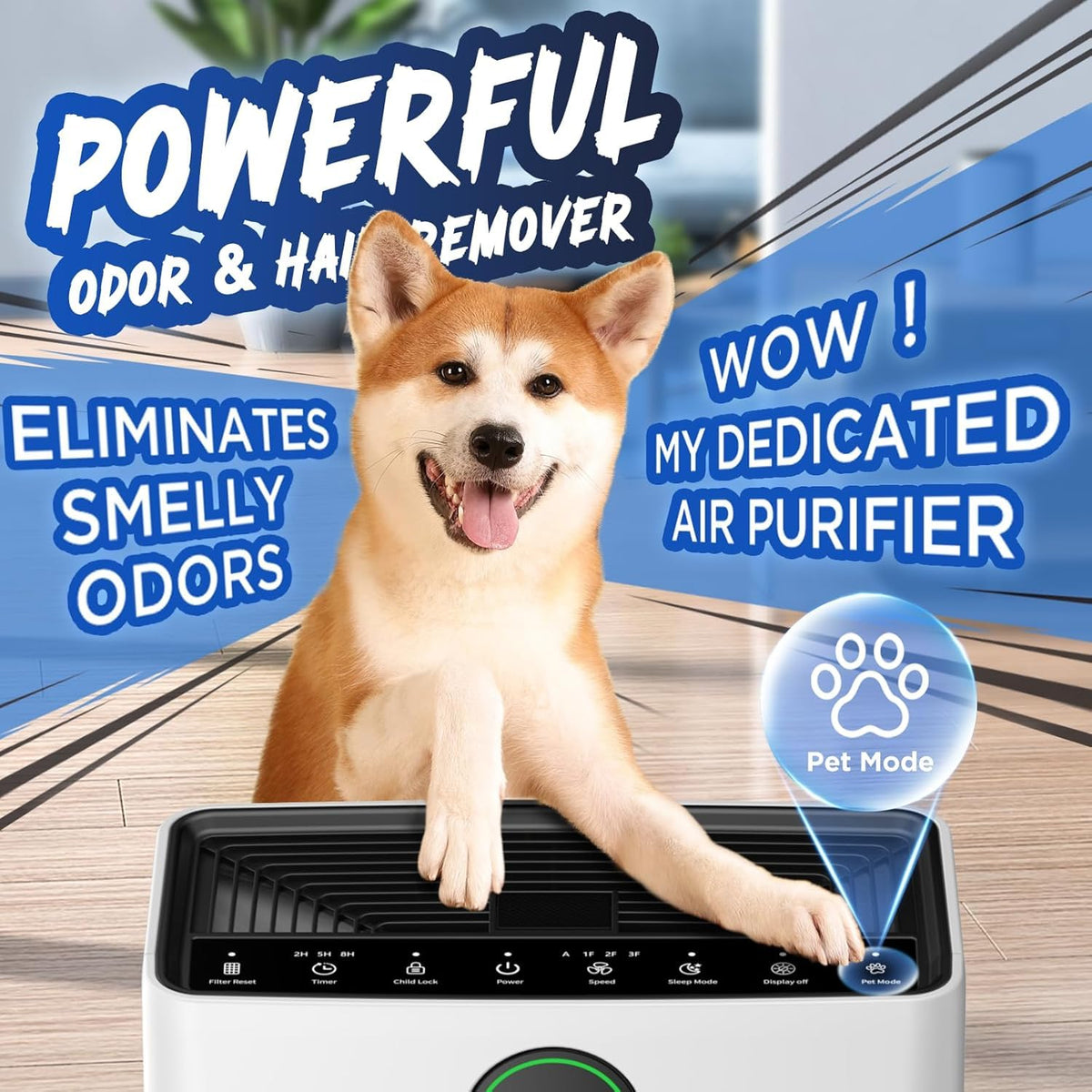 Air Purifier with Washable Filter, PM 2.5 Display, White U62671