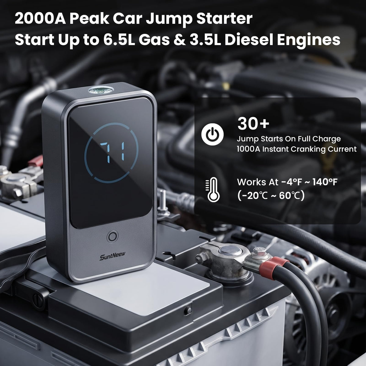 10000mAh 2000A 12V Jump Starter with LCD Display A717