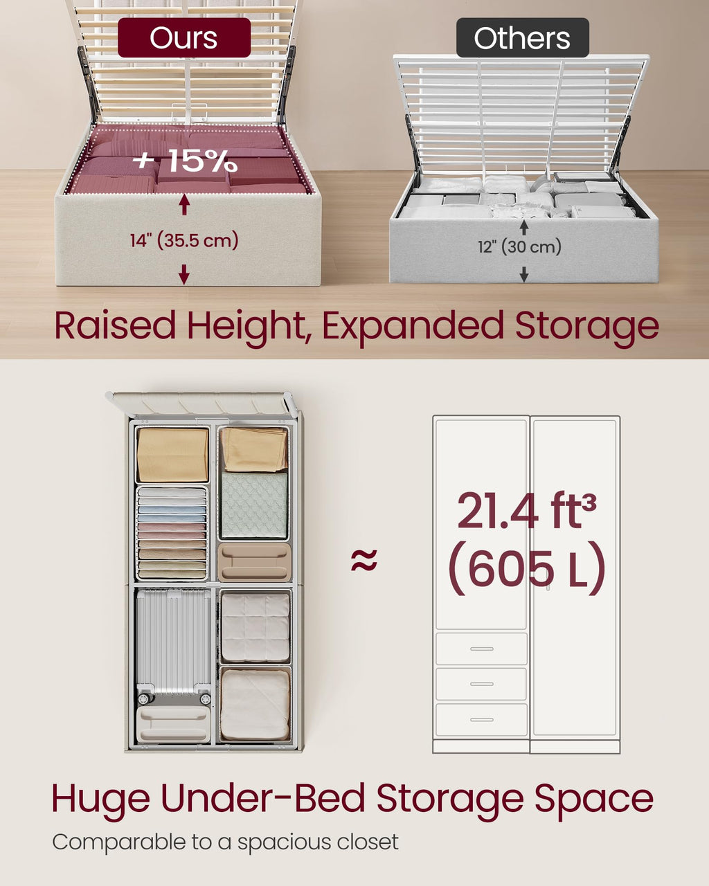 Twin Size Upholstered Lift Up Storage Bed Frame F7610