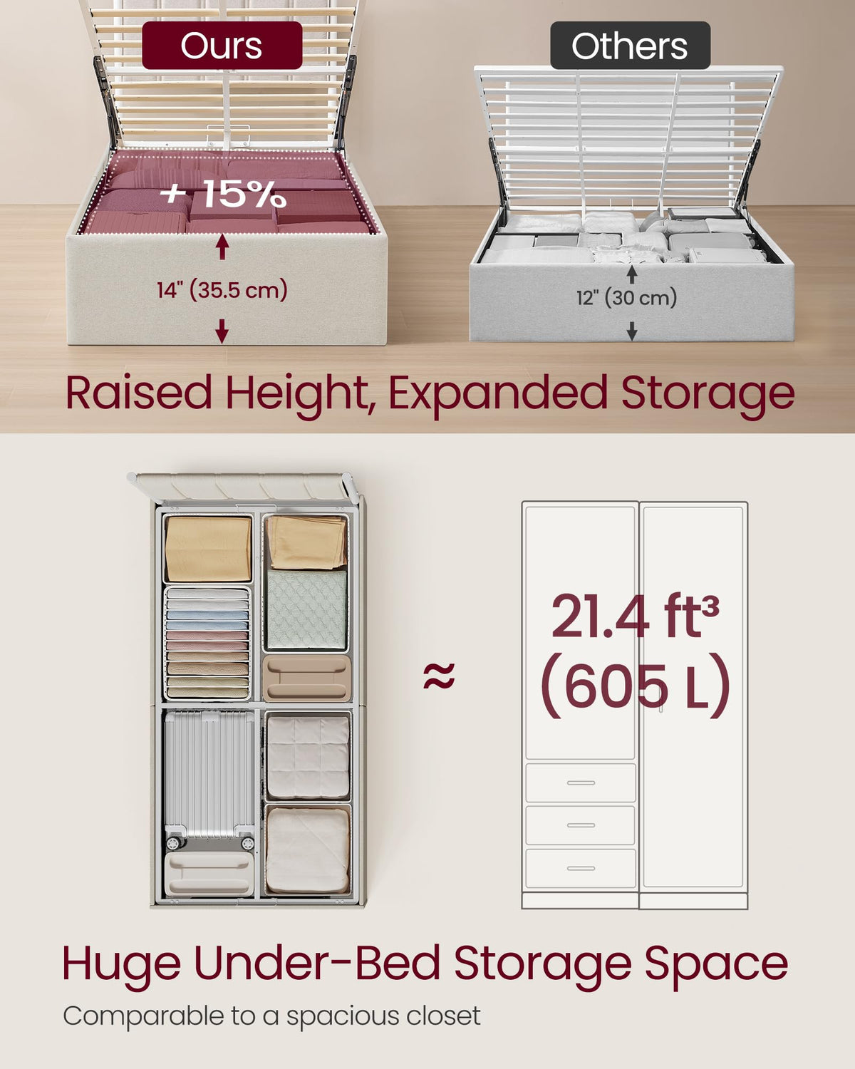 Twin Size Upholstered Lift Up Storage Bed Frame F7610