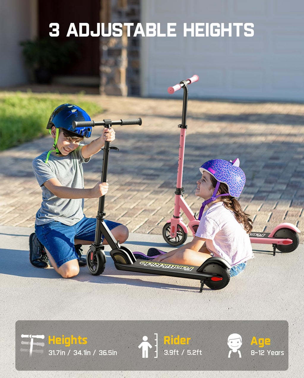 Kids Electric Scooter Foldable 3 Adjustable Heights K750492