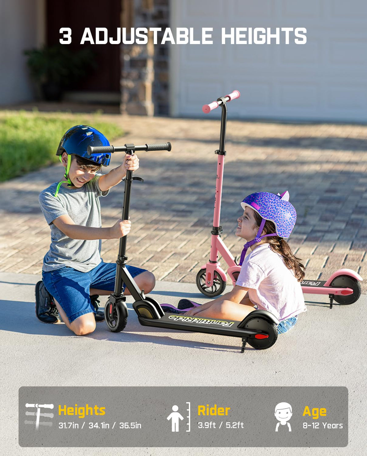 Kids Electric Scooter Foldable 3 Adjustable Heights K750492