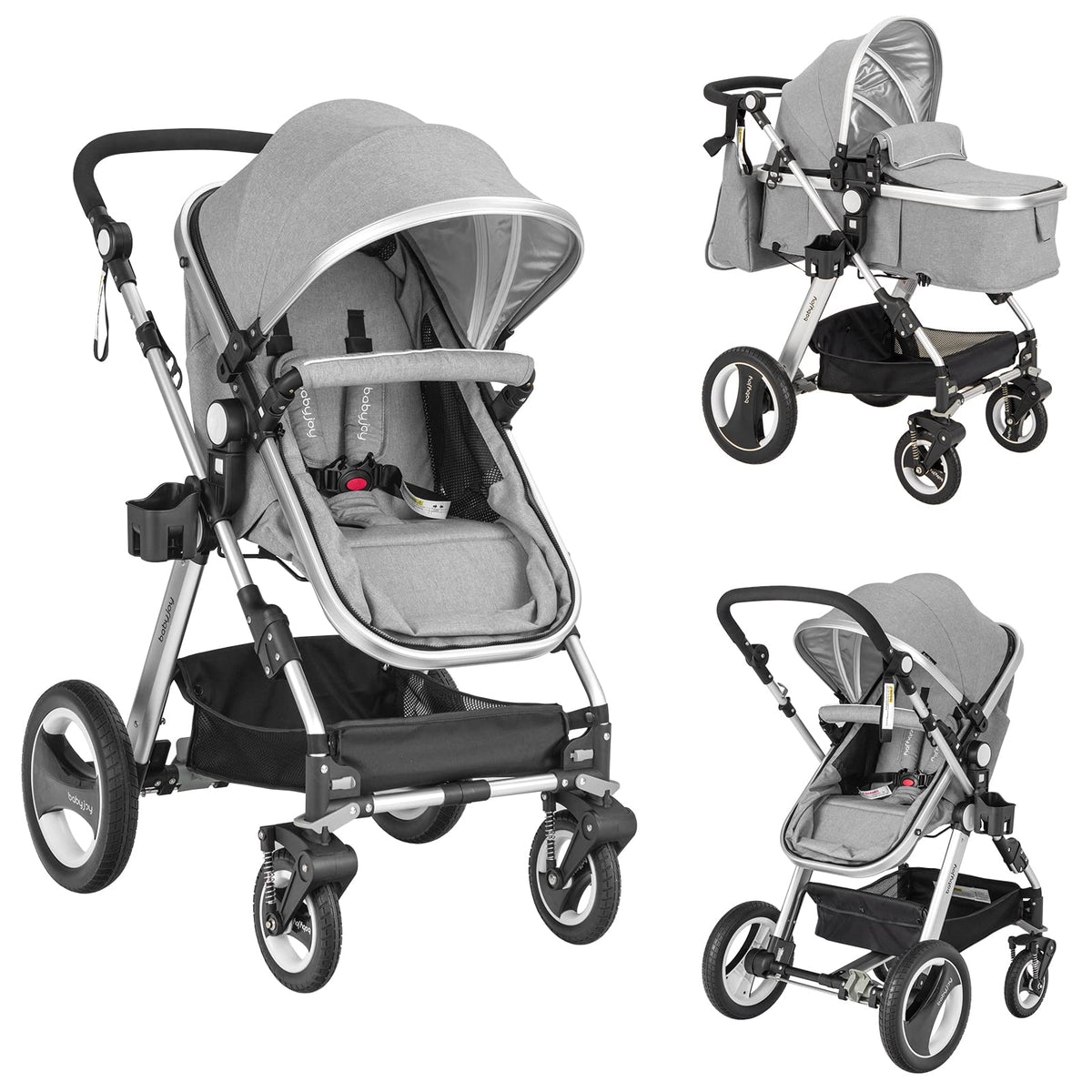 2-in-1 Convertible Bassinet Reclining Stroller O6727
