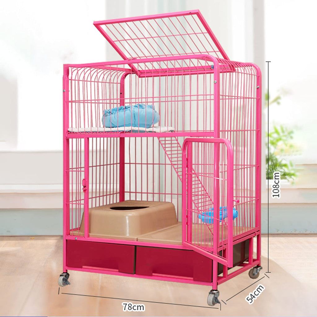 Heavy Duty Metal Cat Cage Dog Crate with Four Wheels O262818