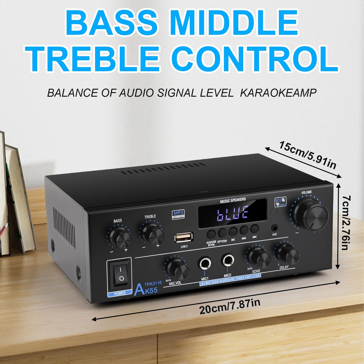 500W 2 Channel Bluetooth Stereo Audio Amplifier K238483