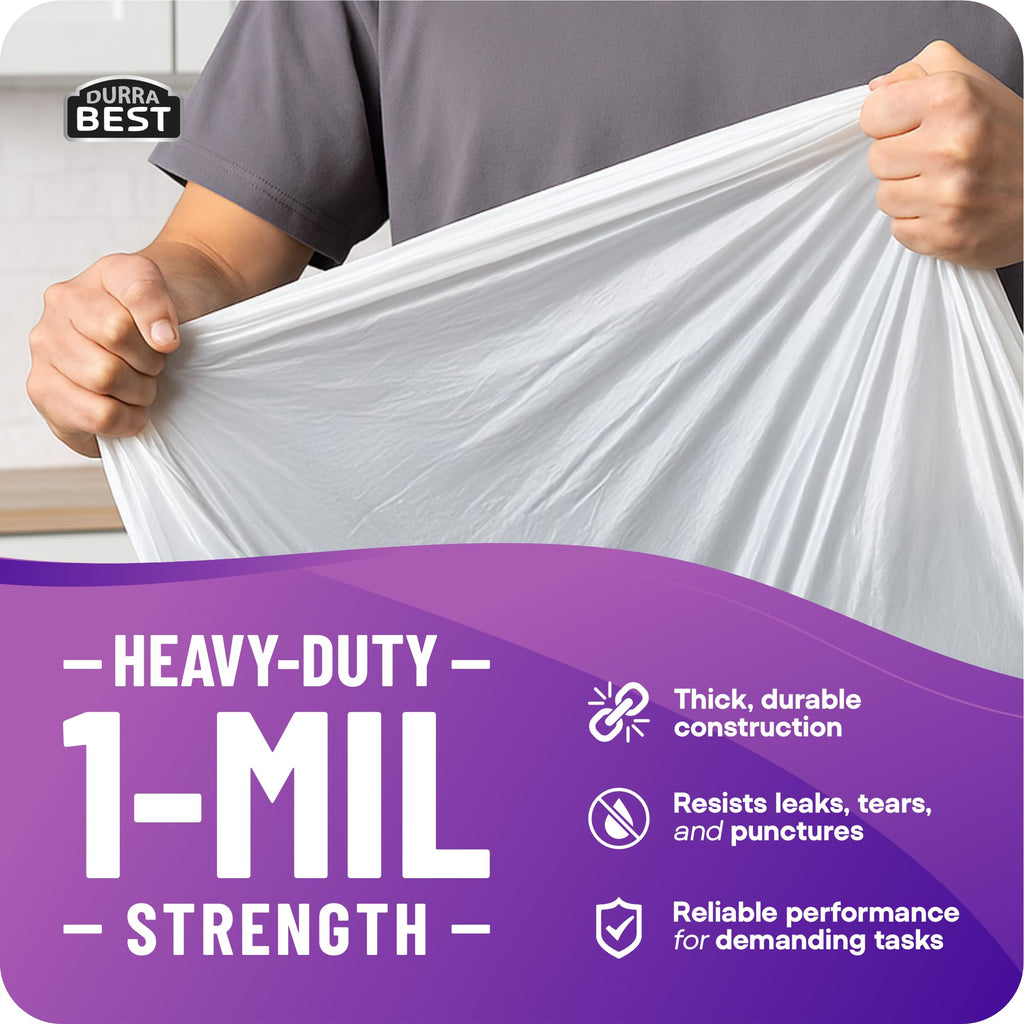 120 Count 18 Gallon White Heavy-Duty Drawstring Trash Bags F2608