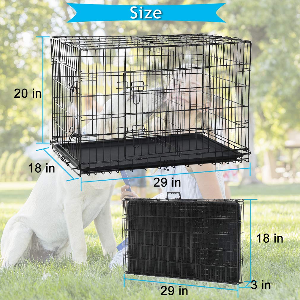 Folding Metal Dog Crate with Divider and Tray A6736