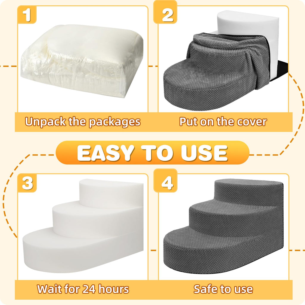 Grey 3 Steps Foam Dog Stairs Z727