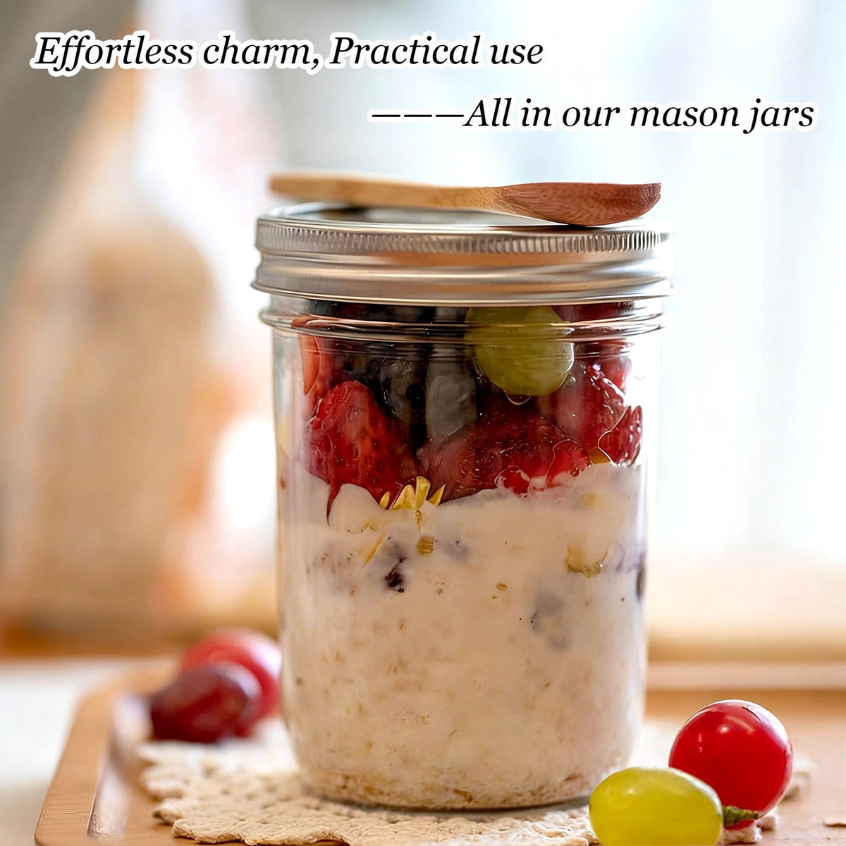 16 oz & 8 oz Clear Glass Mason Jars with Lids, Set of 18 L441589