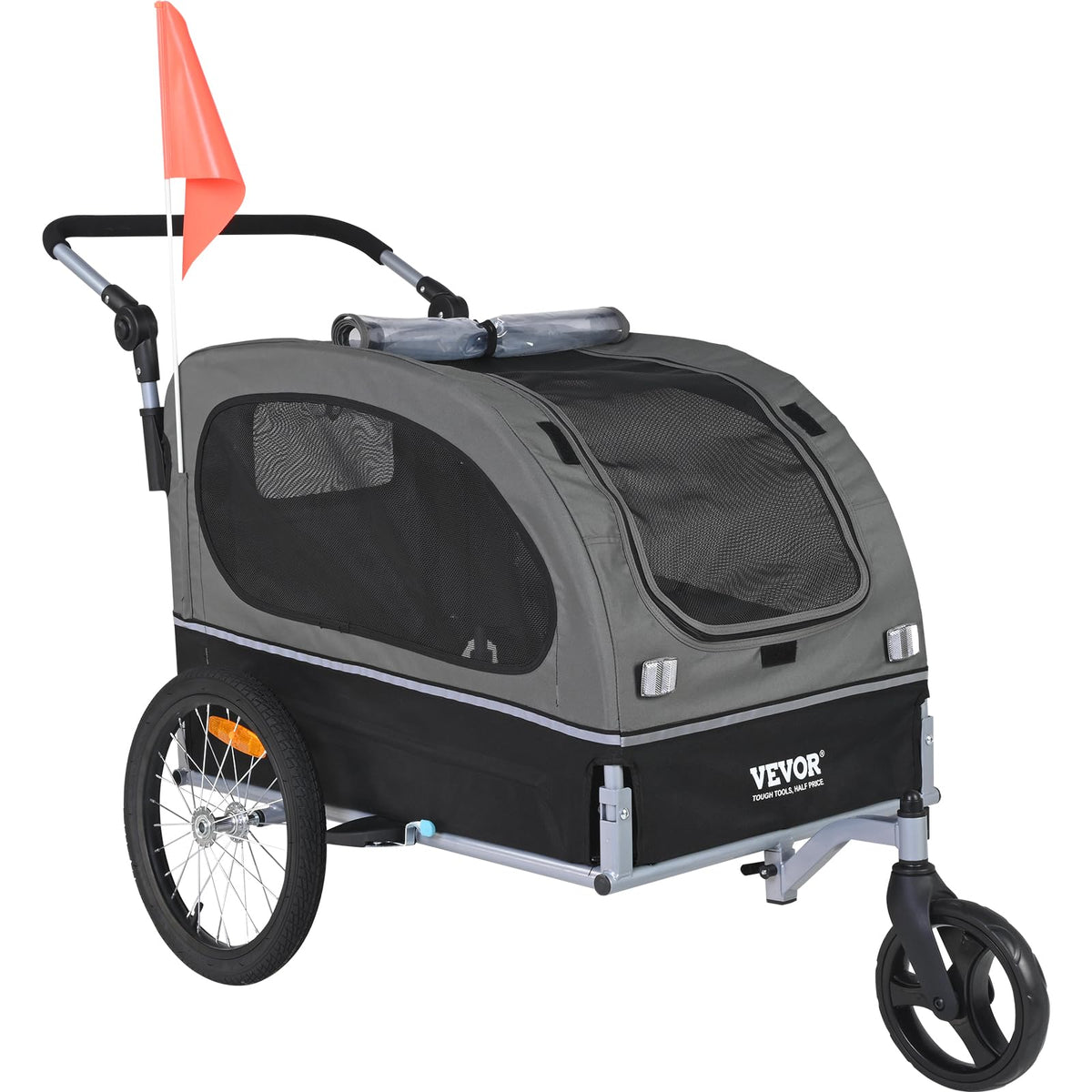 Dog Bike Trailer 2-in-1 Pet Stroller Bicycle Carrier U46473