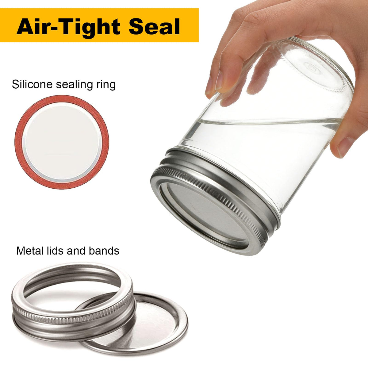 16 oz & 8 oz Clear Glass Mason Jars with Lids, Set of 18 L441589