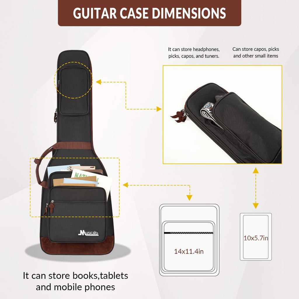 Black Electric Guitar Bag with Neck Strap and 4 Pockets R122