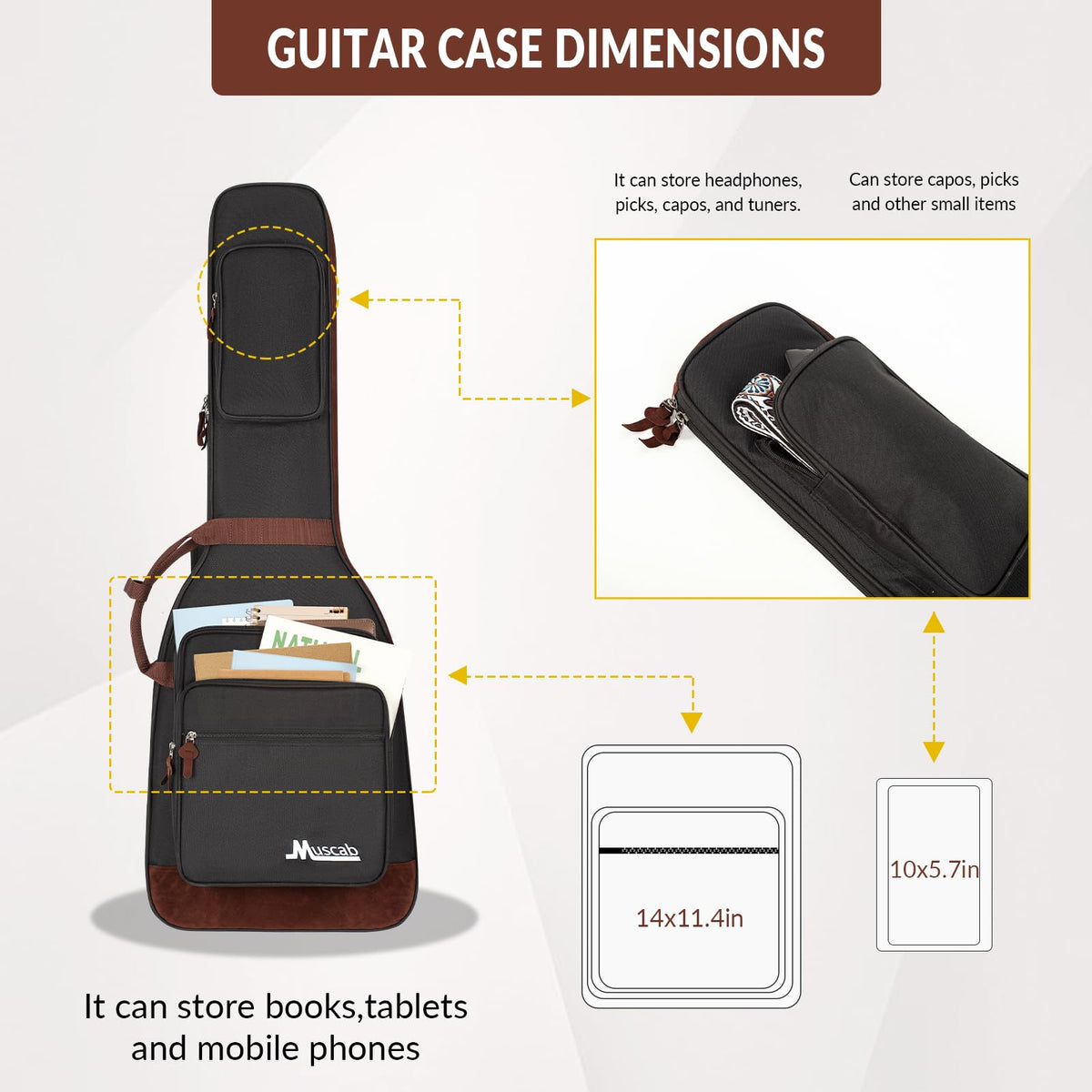Black Electric Guitar Bag with Neck Strap and 4 Pockets R122