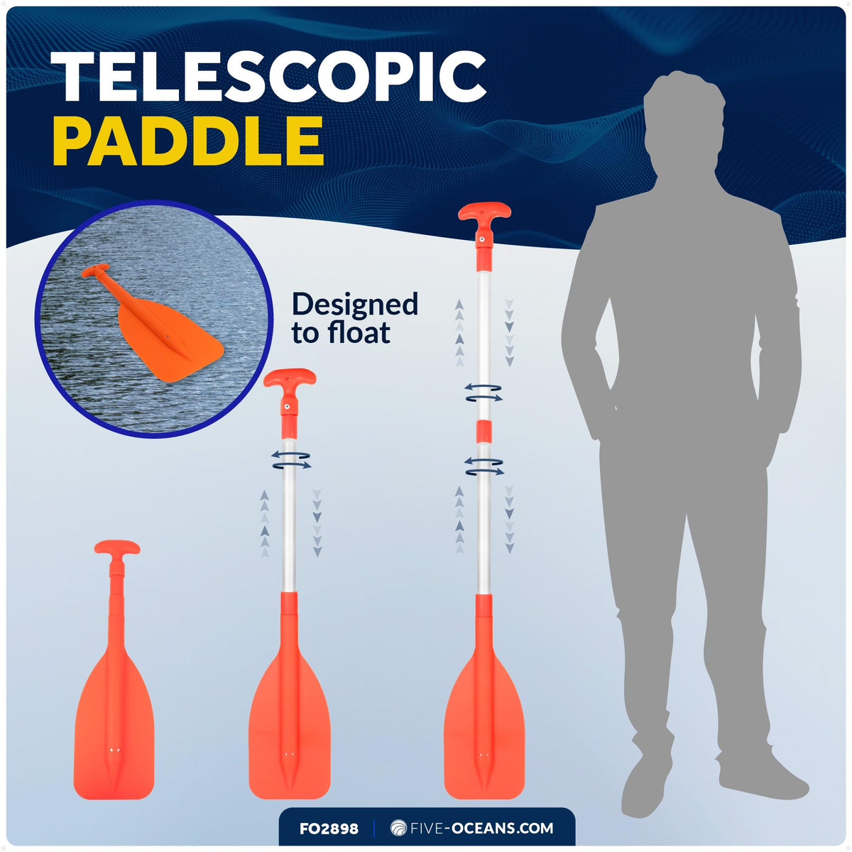 Telescoping Floating Orange Boat Paddle U557