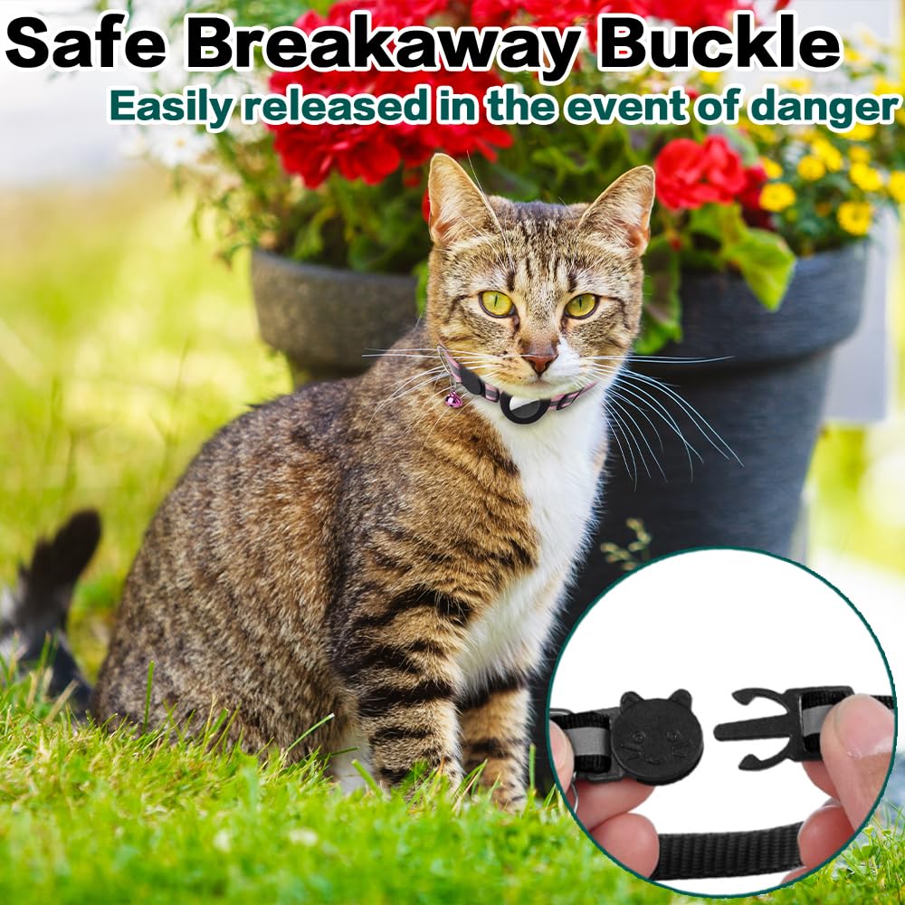 Breakaway Reflective Cat Collar with Air Tag Holder T1549