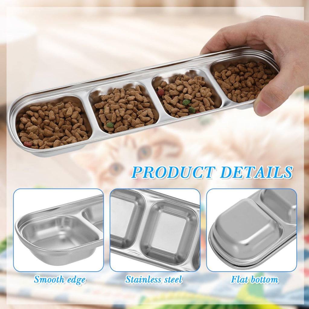 2pcs Stainless Steel Compartment Pet Food Bowls A2600