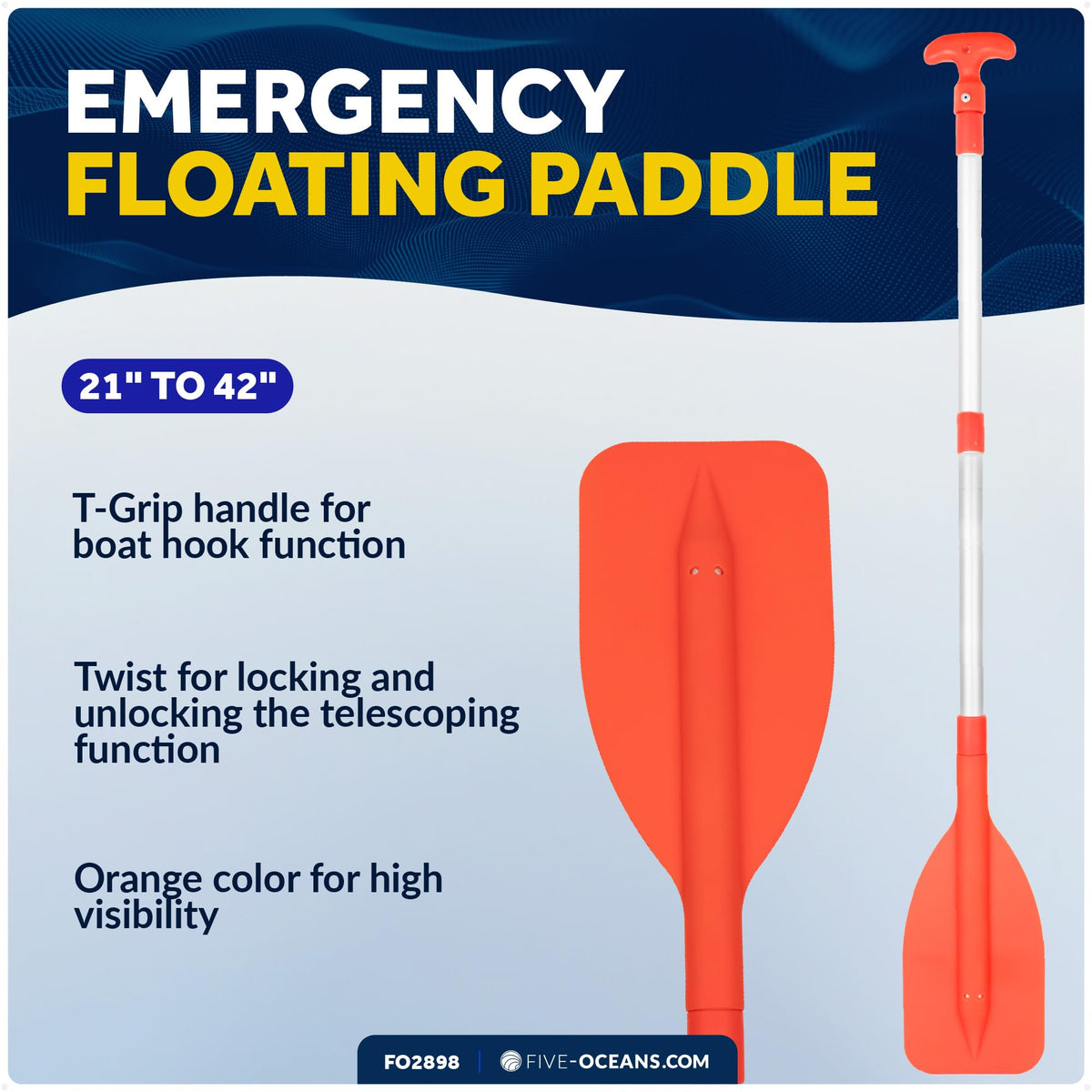 Telescoping Floating Orange Boat Paddle U557