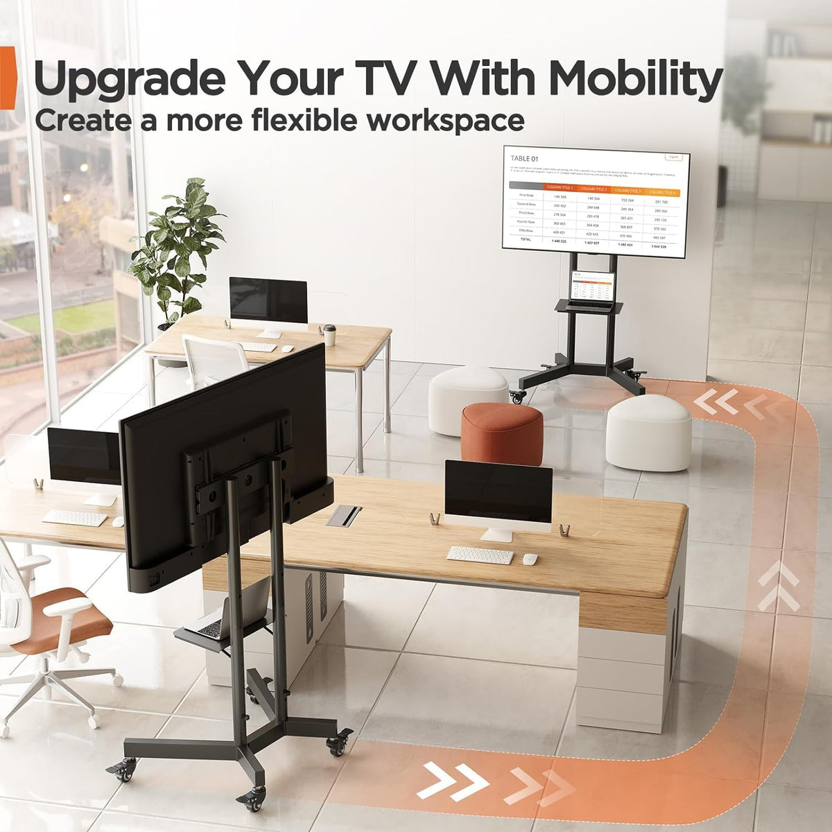 Rolling TV Stand for 32-85 Inch Screens Y49359