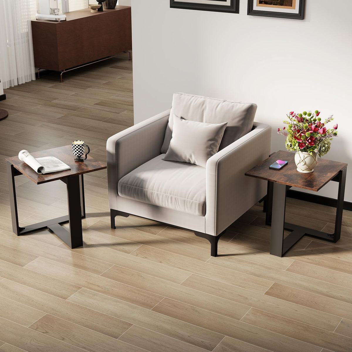 Set of 2 Square Wood Side Tables Y208470