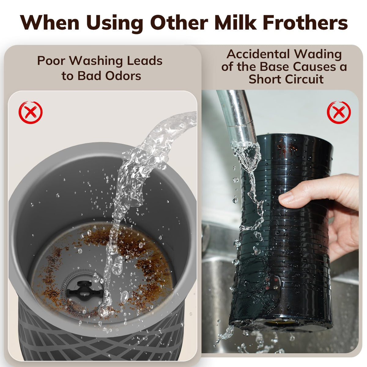 Electric Milk Frother and Steamer 16.9oz White Glass A42839