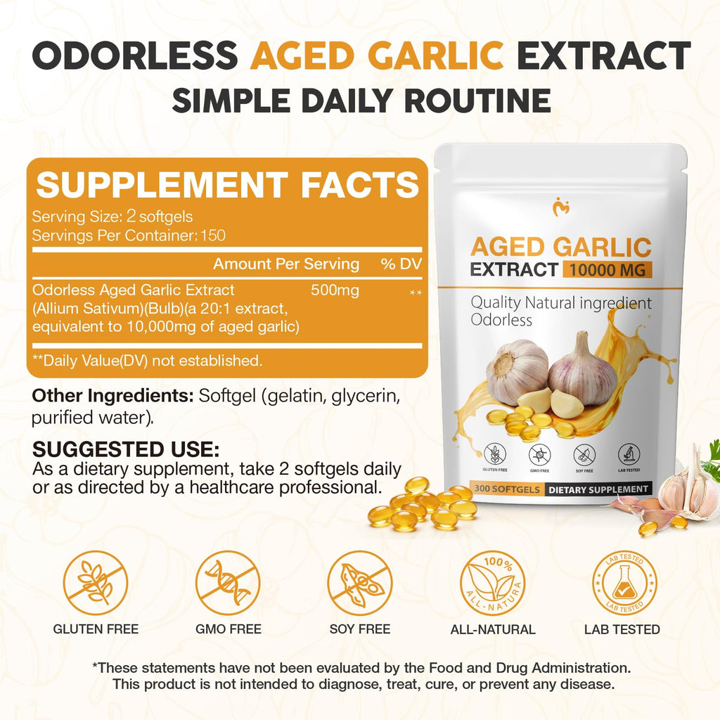 Odorless Garlic Supplements 300 Softgels T678402