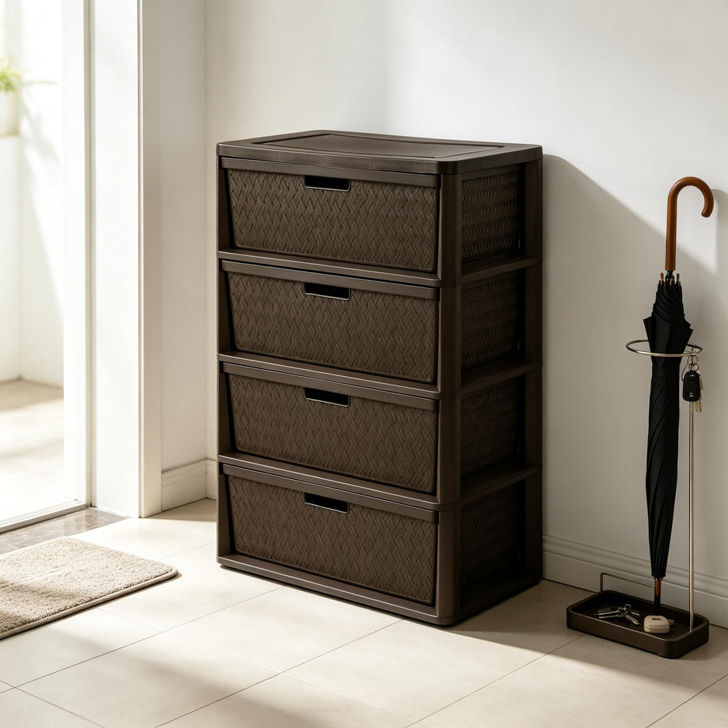 Brown 4-Drawer Storage Tower S36497