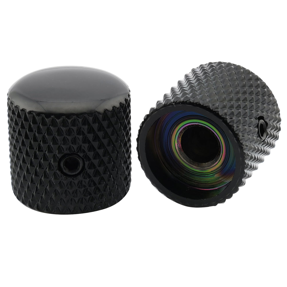 1/4 Inch Steel Dome Knob with Set Screw Black 2Pcs C384289