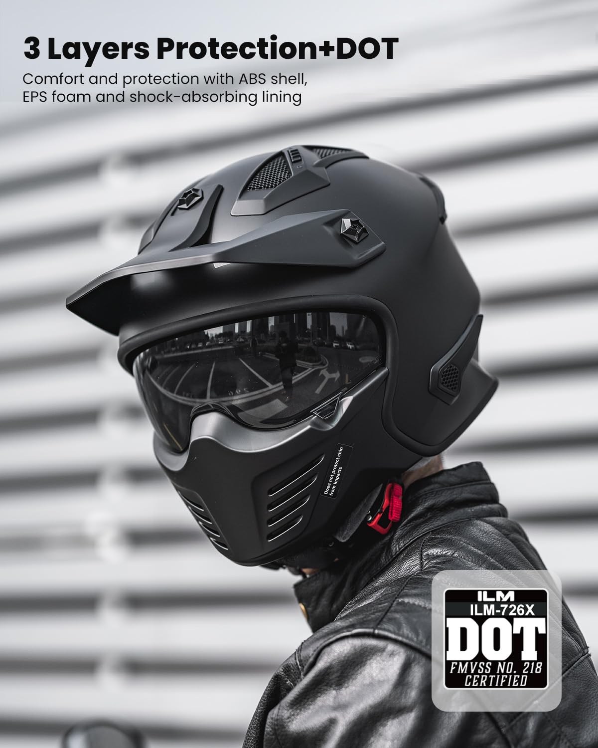 Open Face 3/4 Half Motorcycle Helmet DOT Matte Black M D18798