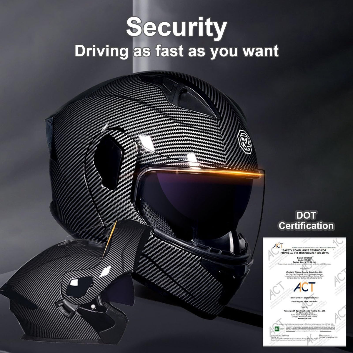 Flip-Up Motorcycle Helmet DOT Certified Dual-Lens L16513