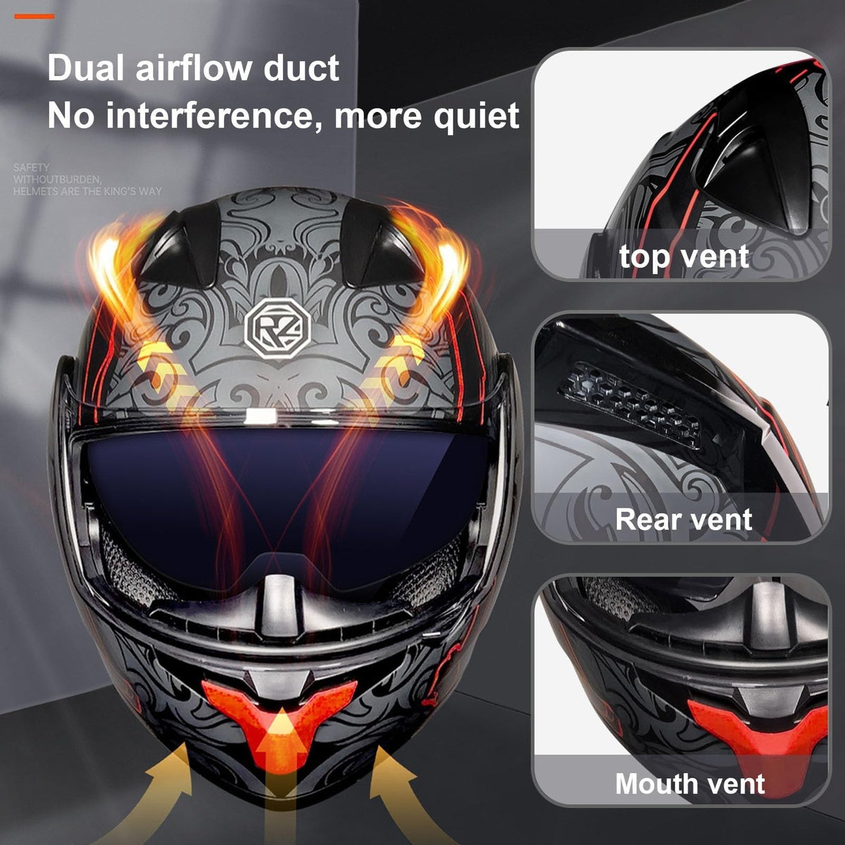 Flip-Up Motorcycle Helmet DOT Certified Dual-Lens L16513