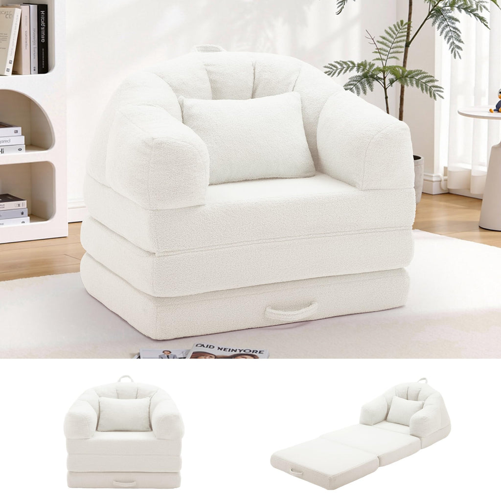 Beige 2 in 1 Convertible Sleeper Sofa Bed Z2145