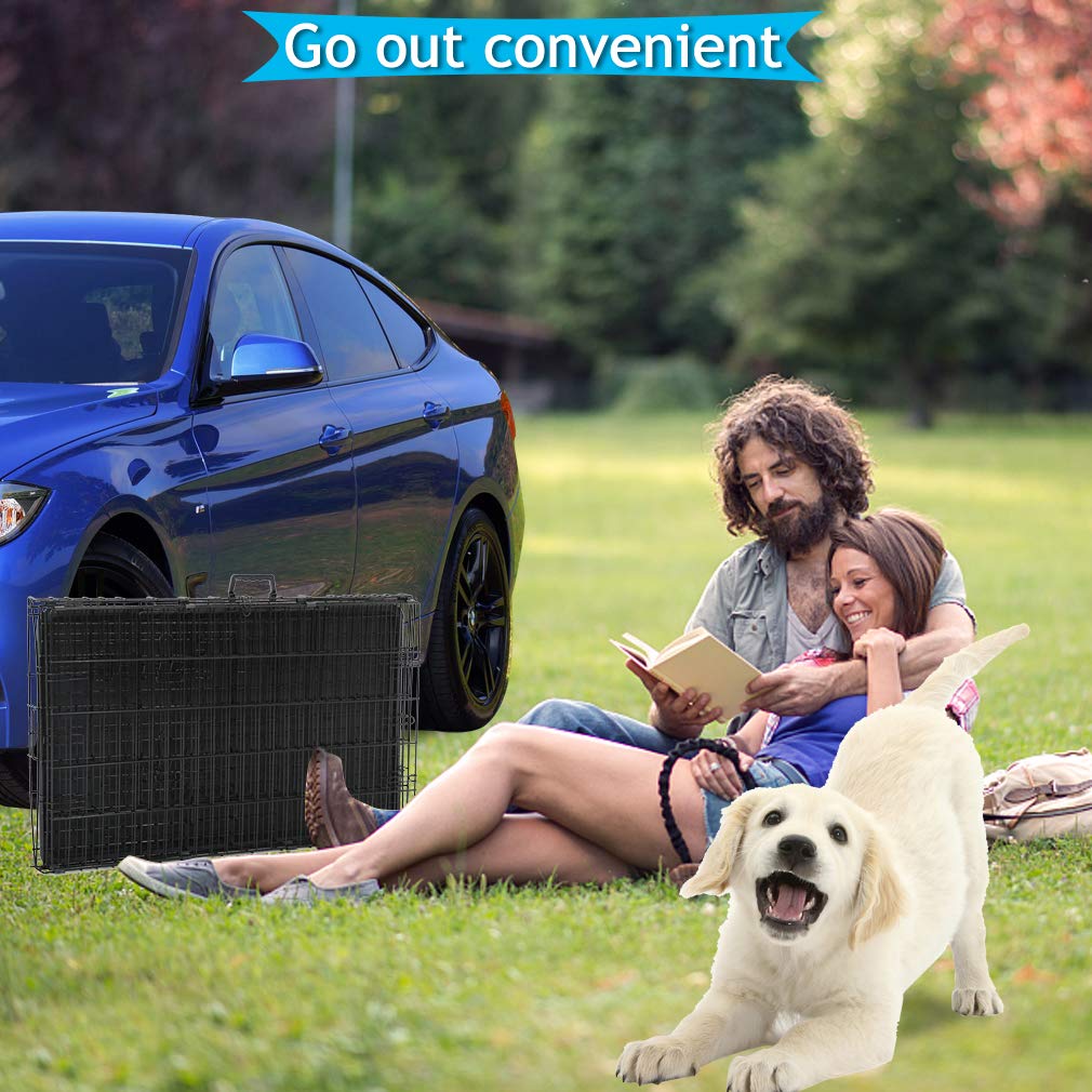 Folding Metal Dog Crate with Divider and Tray A6736