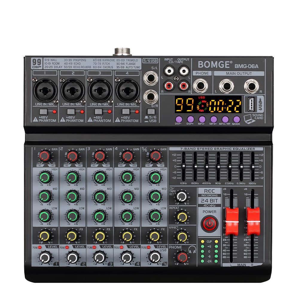 6 Channel DJ Audio Mixer with 99 DSP Effects X94812
