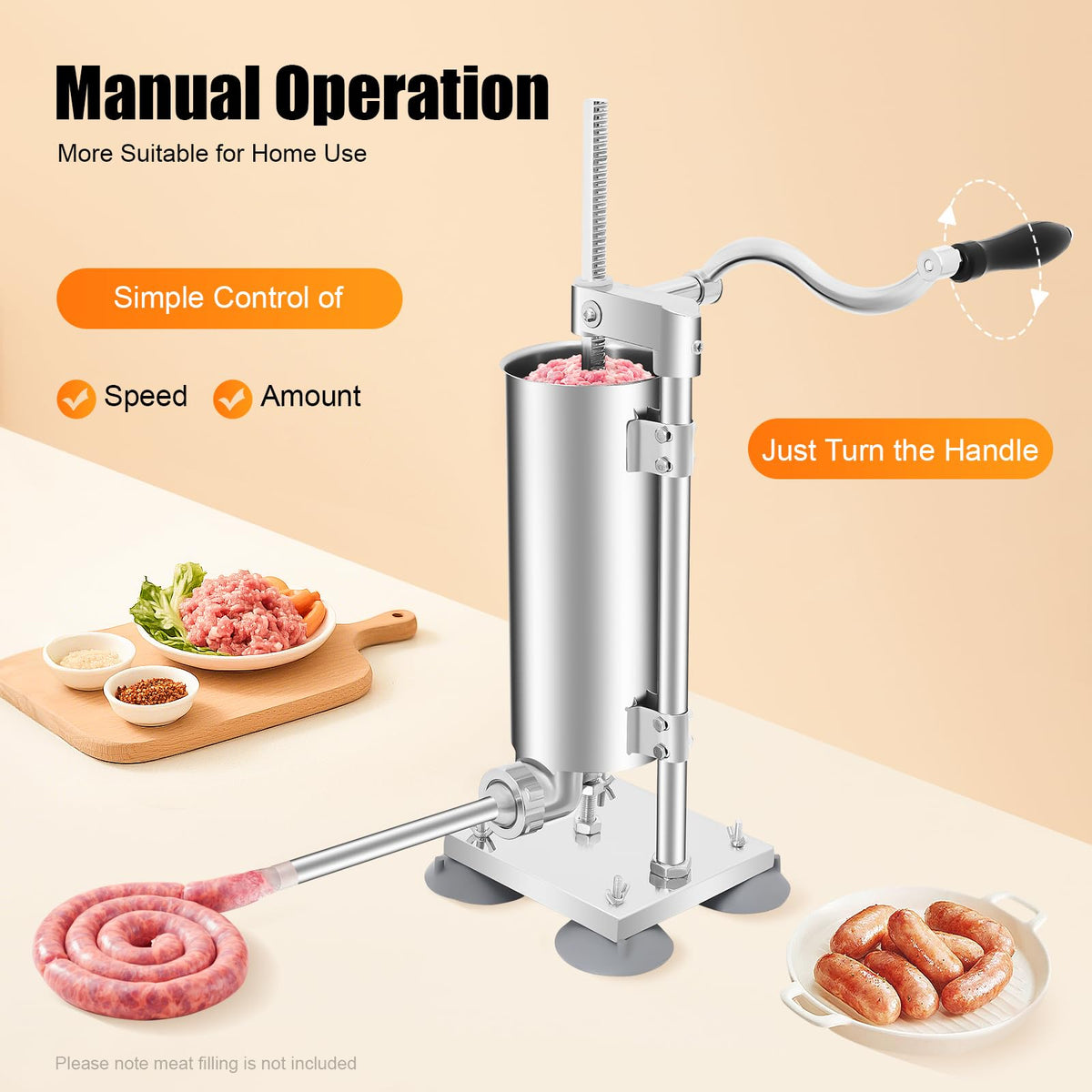 Manual Sausage Stuffer with 15 Stuffing Tubes A580