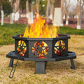 32 Inch Octagonal Fire Pit with Fire Poker Black D3152