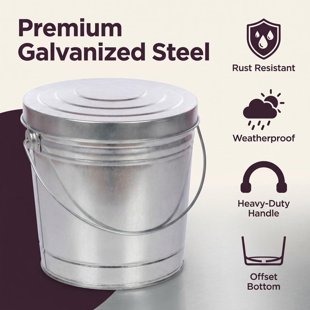 6 Gallon Galvanized Steel Storage Can with Locking Lid X159