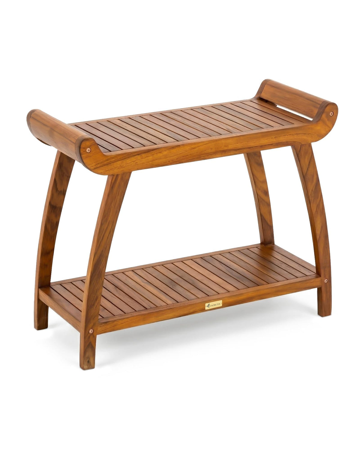 Teak Shower Bench with Storage Shelf F2612