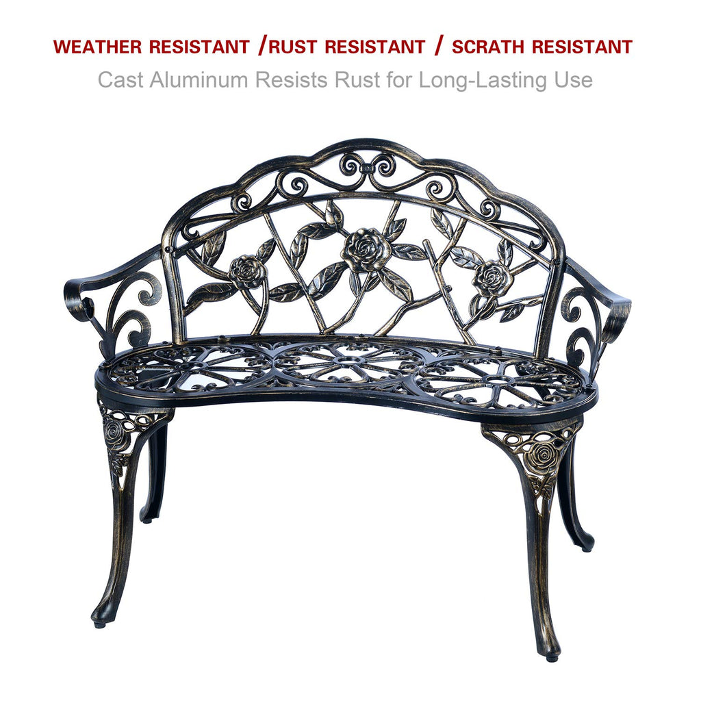 Cast Aluminum Patio Bench W399