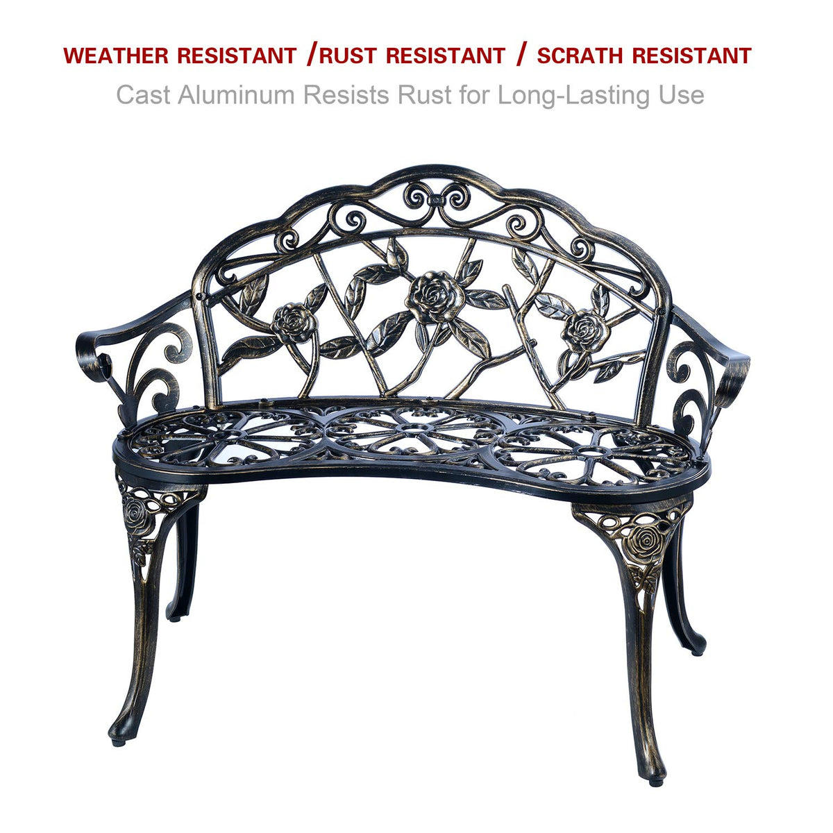 Cast Aluminum Patio Bench W399
