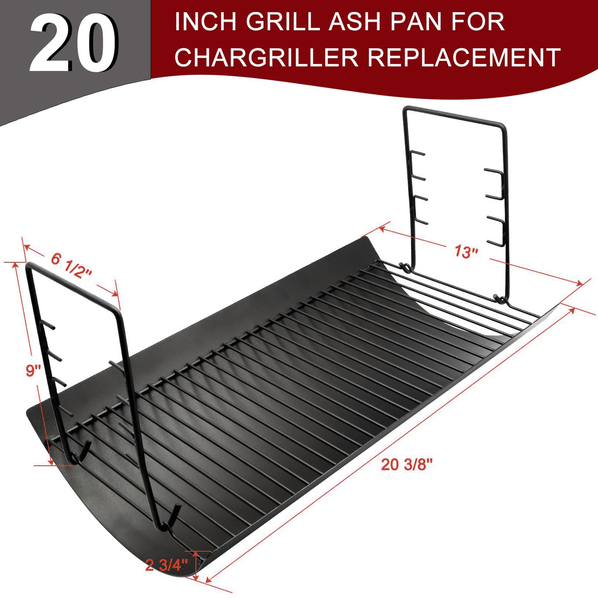 20 Inches Ash Pan Drip Pan and Grill Grates for Charcoal Grills F8560