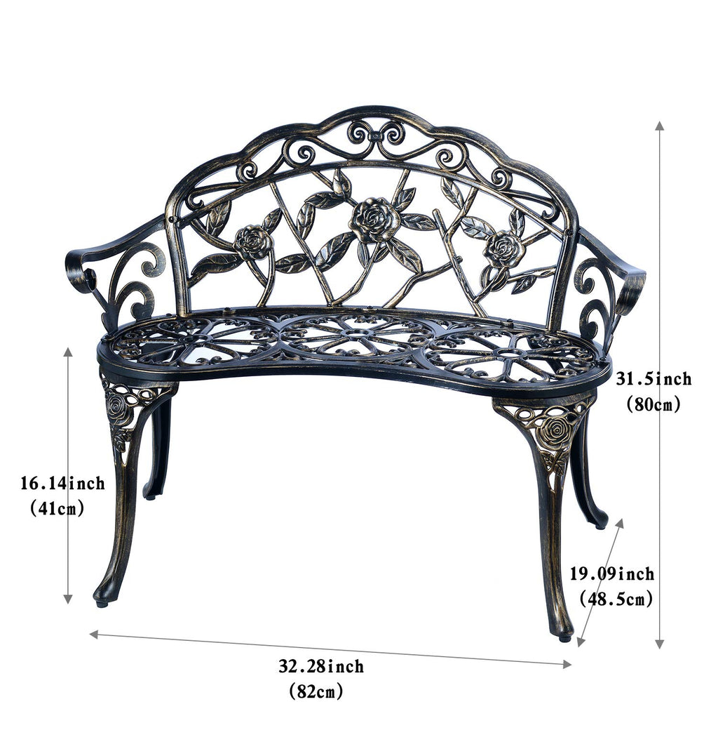 Cast Aluminum Patio Bench W399