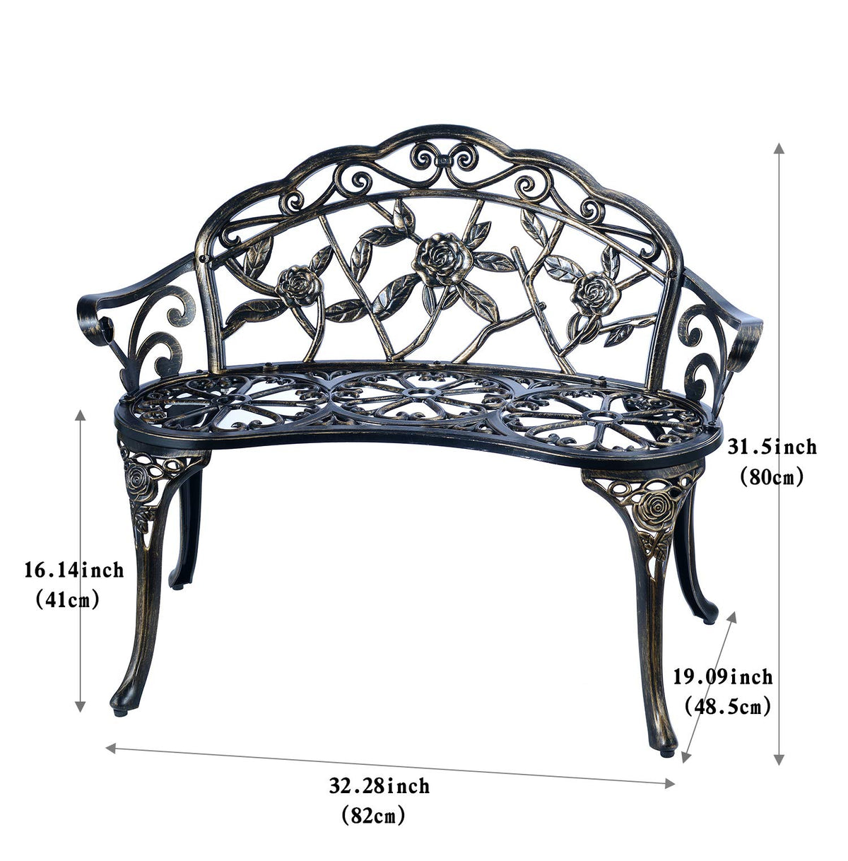 Cast Aluminum Patio Bench W399