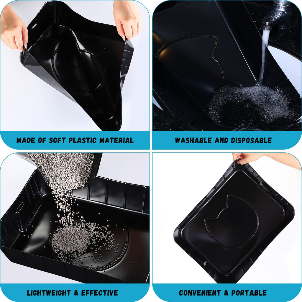 50 Pieces Disposable Litter Box for Cats Large Black T588