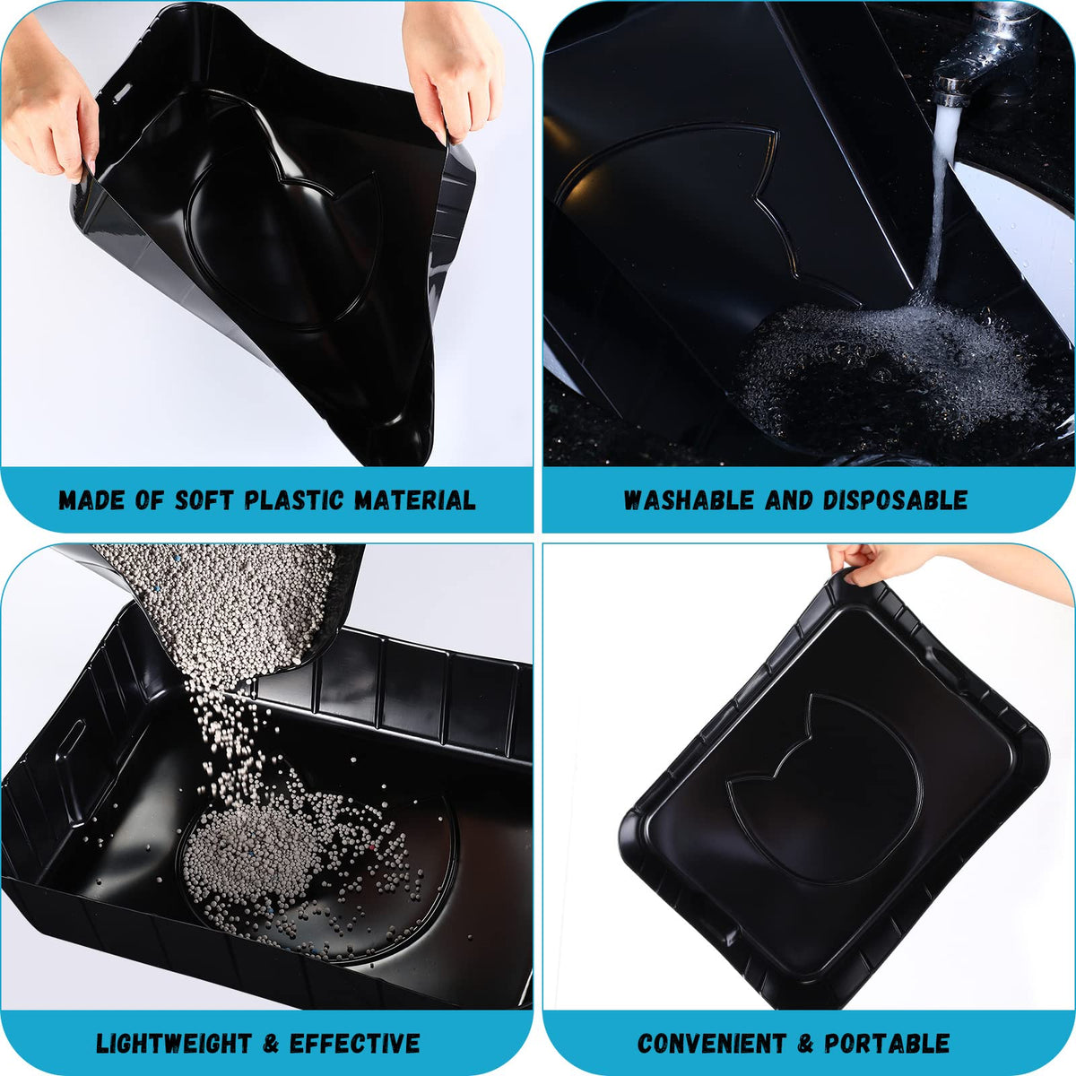50 Pieces Disposable Litter Box for Cats Large Black T588