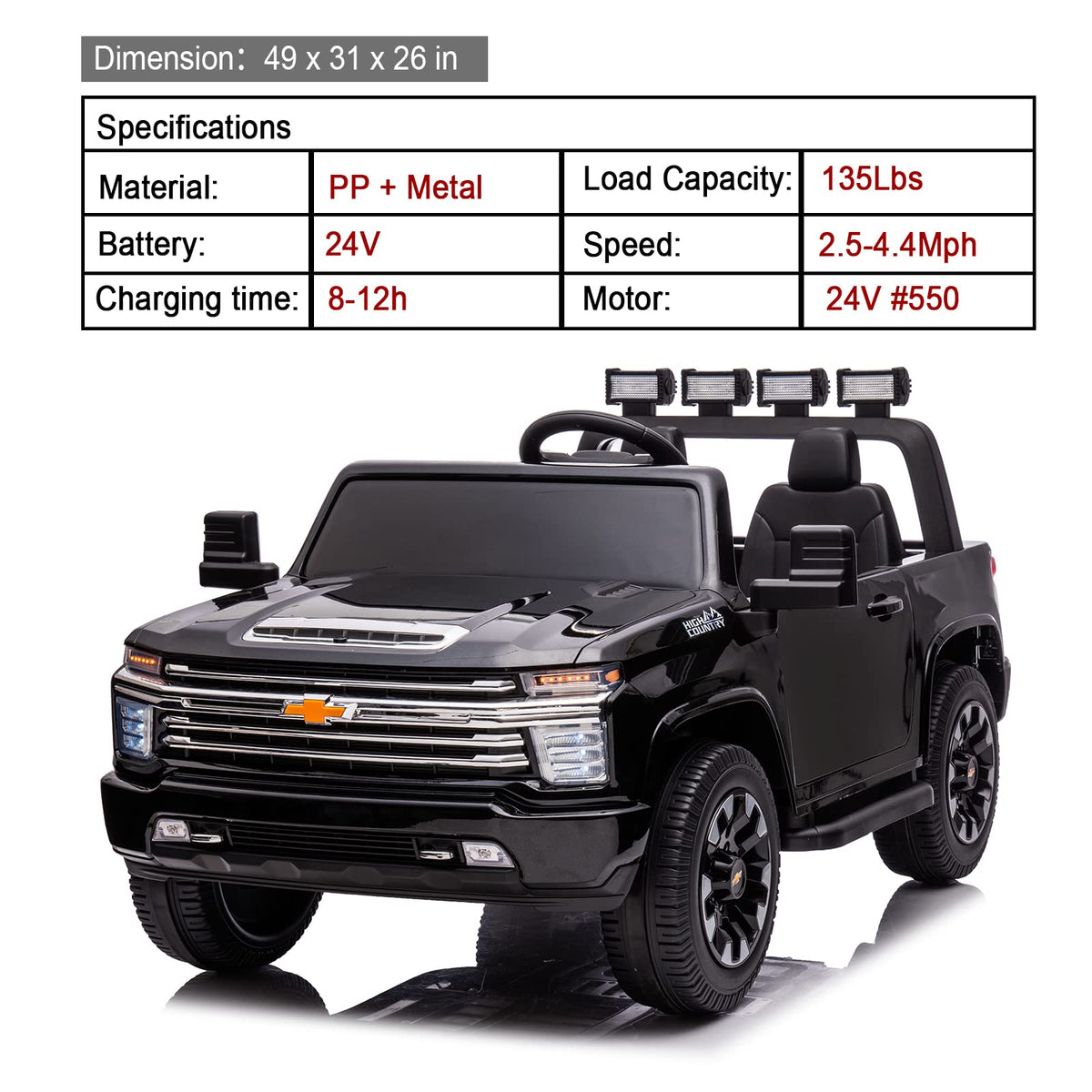 Black 2 Seats 24V Ride on Car X615164