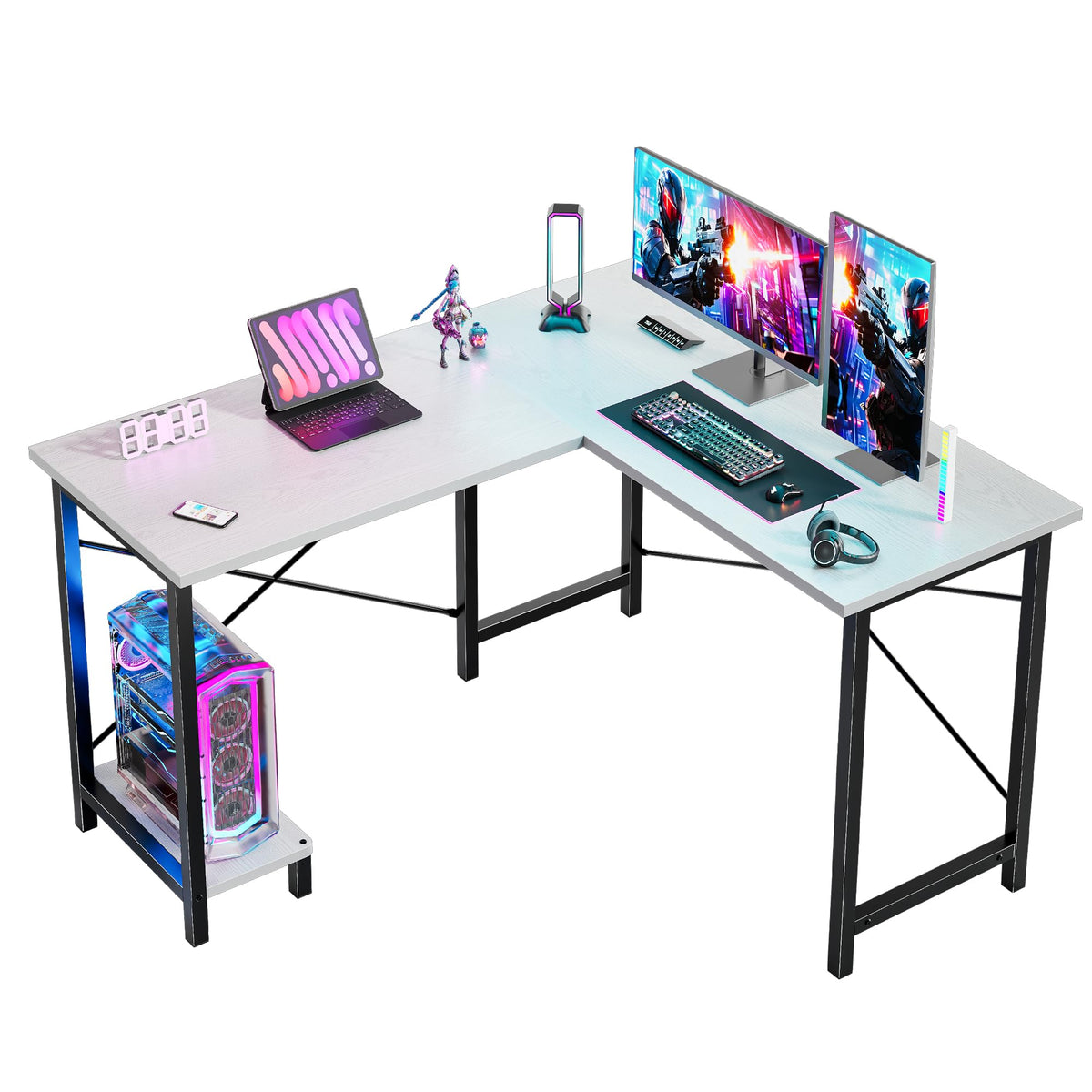 50-Inch Reversible L Shaped Desk with CPU Shelf A30763