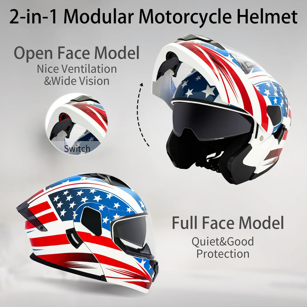 DOT Approved Dual Visor Full Face Motorcycle Helmet K3163