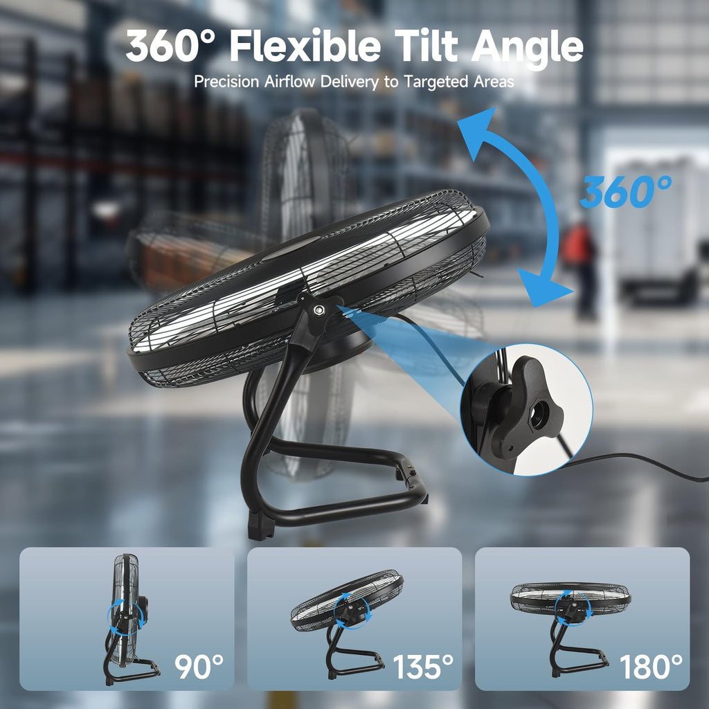 20" High Velocity Metal Floor Fan with Light I9438